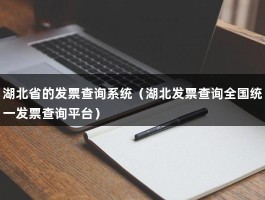 湖北省的发票查询系统（湖北发票查询全国统一发票查询平台）